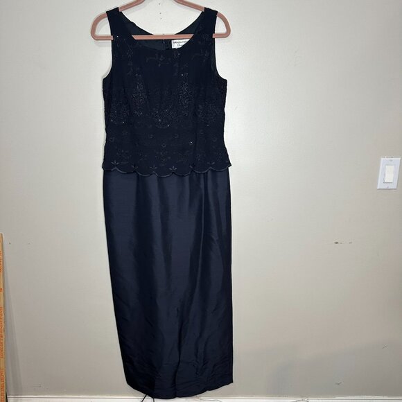 Adrianna Papell Silk Dress Size 10 Blue Evening Embellished Formal Event MOB - Picture 1 of 10